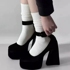 Sandals / Mary Janes*Boogzel Clothing Not Your Babydoll Chunky Platform Heels Black