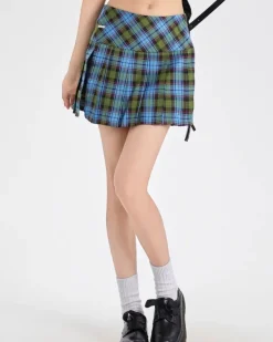 Skirts*Boogzel Clothing Not Your Babydoll Pleated Skirt Green/blue