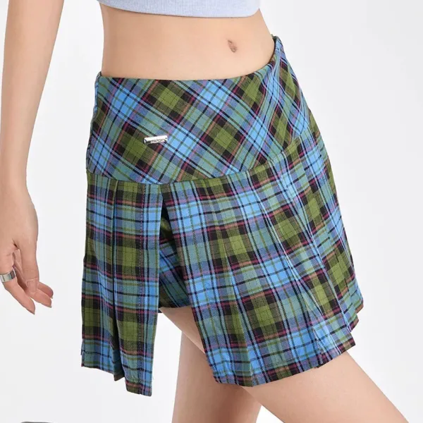 Skirts*Boogzel Clothing Not Your Babydoll Pleated Skirt Green/blue