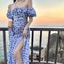 Dresses & Rompers*Boogzel Clothing Now Forever Floral Dress White/blue