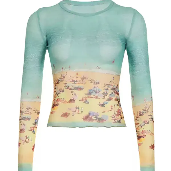 Long Sleeve Tops*Boogzel Clothing Ocean Beach Print Top Green