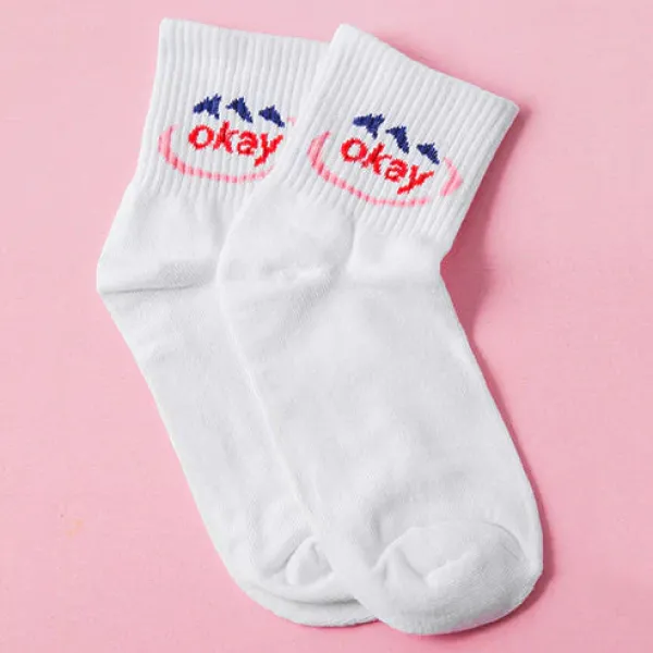 Socks*Boogzel Clothing Okay Socks White