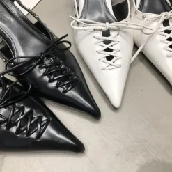 Mad*Boogzel Clothing Old Money Aesthetic Lace Up Mules