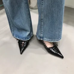 Mad*Boogzel Clothing Old Money Aesthetic Lace Up Mules