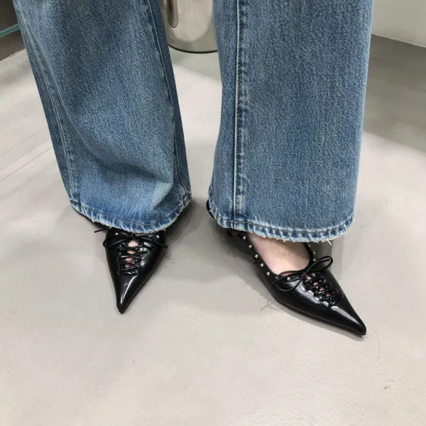 Mad*Boogzel Clothing Old Money Aesthetic Lace Up Mules