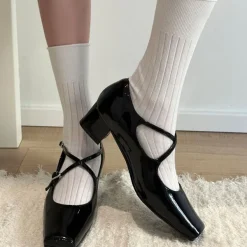 Classics|Sandals / Mary Janes*Boogzel Clothing Old Money Cross Strap Mary Janes Black