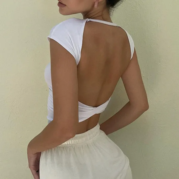 Y2K Tops|Crop Tops*Boogzel Clothing Old Money Open Back Crop Top