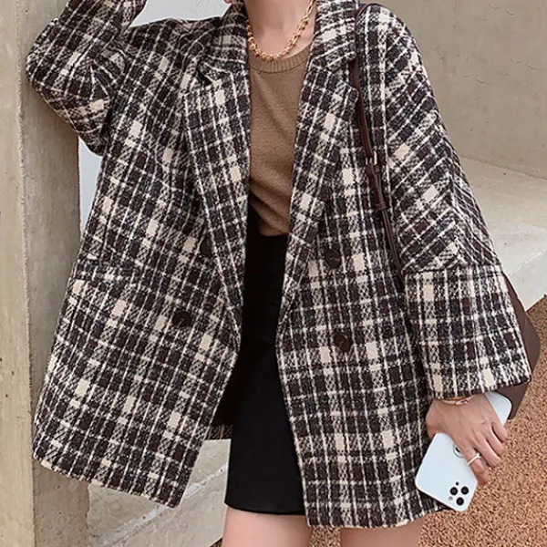 Coats & Jackets*Boogzel Clothing Old Money Plaid Jacket Brown
