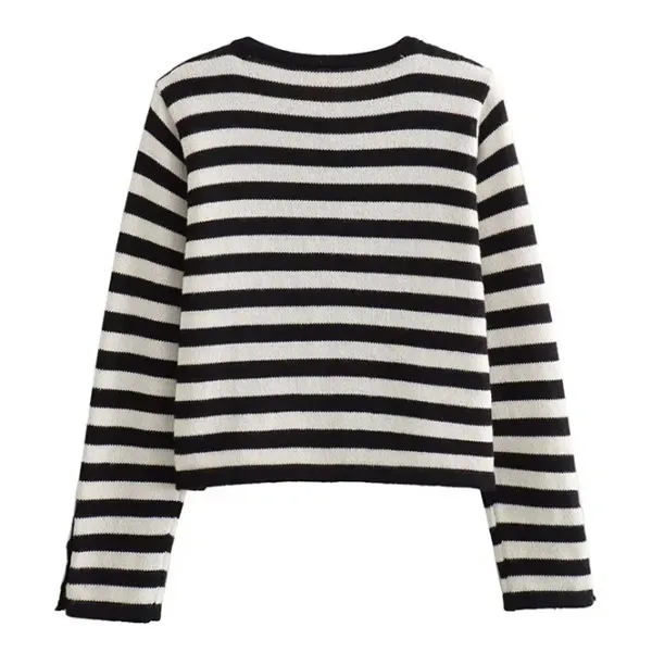 Striped Sweaters|Knit Cardigans*Boogzel Clothing Old Money Striped Cardigan Black/white