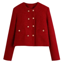 Coats & Jackets*Boogzel Clothing Old Money Style Tweed Jacket Red