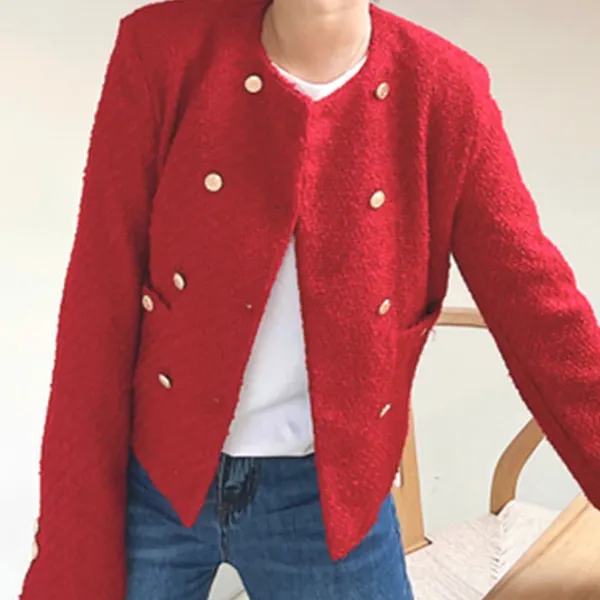 Coats & Jackets*Boogzel Clothing Old Money Style Tweed Jacket Red