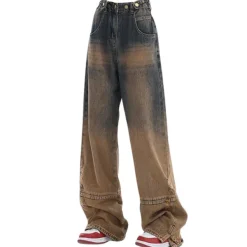 Jeans*Boogzel Clothing One Way Ticket Brown Aesthetic Jeans Brown/grey
