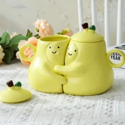 Aesthetic Kitchen|Aesthetic Room Decor*Boogzel Clothing Pair of Pear-Shaped Couple Mugs Yellow