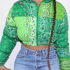 Coats & Jackets*Boogzel Clothing Paisley Patchwork Puffer Jacket