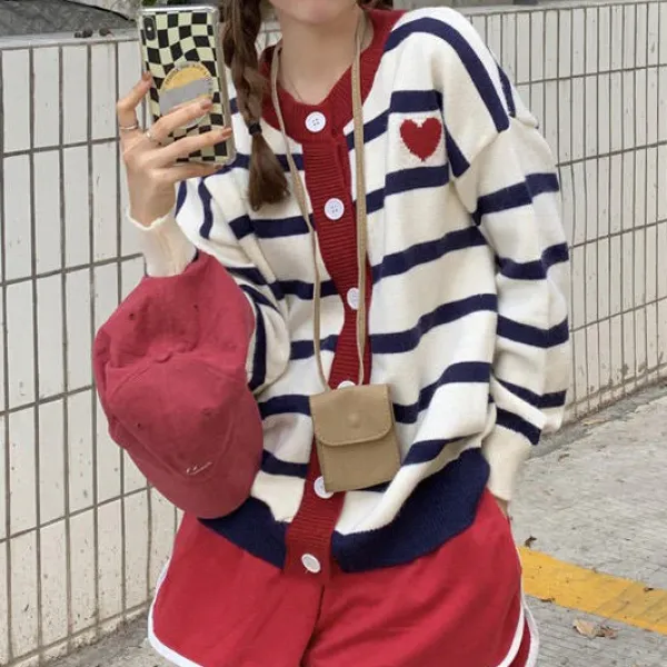 Striped Sweaters|Knit Cardigans*Boogzel Clothing Paris Striped Cardigan