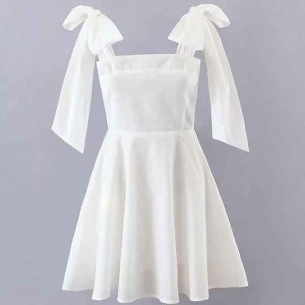 Dresses & Rompers*Boogzel Clothing Parisian Aesthetic Bow Tie Dress White