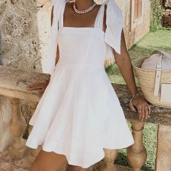 Dresses & Rompers*Boogzel Clothing Parisian Aesthetic Bow Tie Dress White