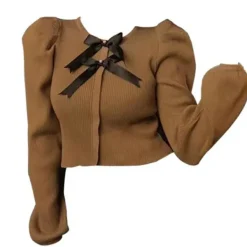 Knit Cardigans|Long Sleeve Tops*Boogzel Clothing Parisian Style Ribbed Top with Bows