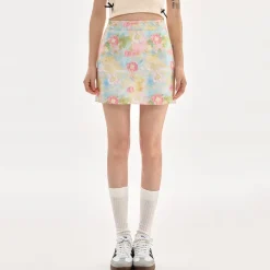 Skirts*Boogzel Clothing Brushstroke Floral Mini Skirt Pastel