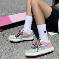 Classics|Aesthetic Sneakers*Boogzel Clothing Color Block Star Sneakers Pastel