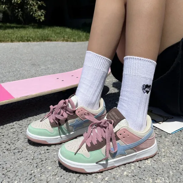 Classics|Aesthetic Sneakers*Boogzel Clothing Color Block Star Sneakers Pastel