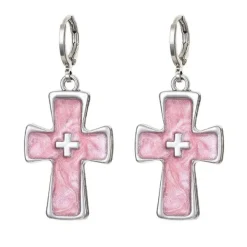 Earrings*Boogzel Clothing Pastel Goth Cross Earrings Pink