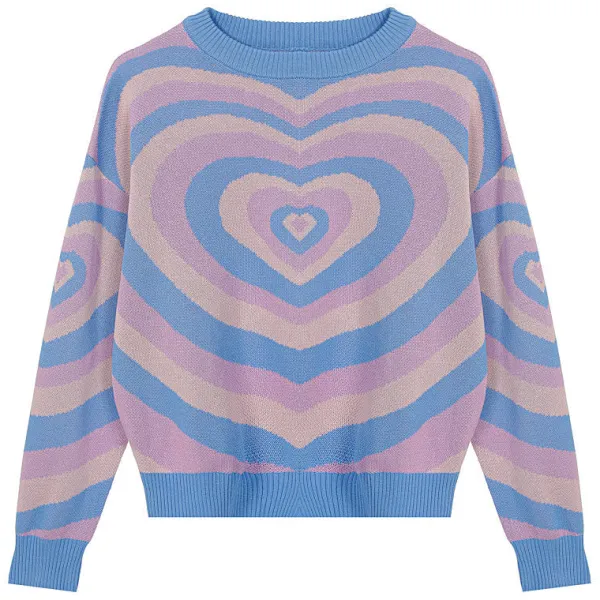 Sweaters*Boogzel Clothing Pastel Heart Sweater Purple/blue