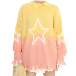 Sweaters*Boogzel Clothing Pastel Knit Sweater with Star Design