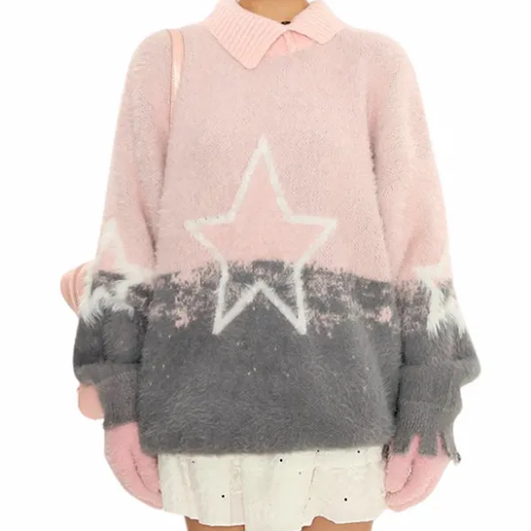 Sweaters*Boogzel Clothing Pastel Knit Sweater with Star Design