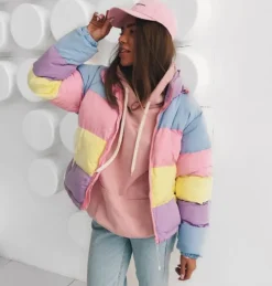 Coats & Jackets*Boogzel Clothing Pastel Padded Jacket Multicolor