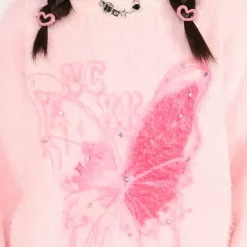 Sweaters*Boogzel Clothing Pastel Butterfly Sweater Pink