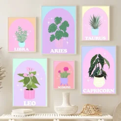 Posters / Tapestry|Aesthetic Room Decor*Boogzel Clothing Pastel Zodiac Signs Canvas Poster