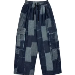 Mens|Jeans*Boogzel Clothing Patchwork Baggy Jeans Blue