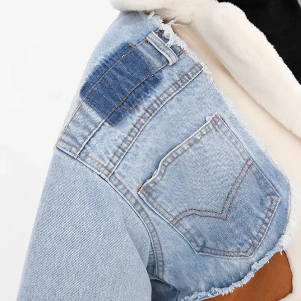 Coats & Jackets*Boogzel Clothing Patchwork Denim Cropped Jacket Blue