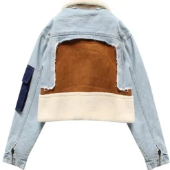 Coats & Jackets*Boogzel Clothing Patchwork Denim Cropped Jacket Blue