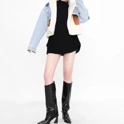 Coats & Jackets*Boogzel Clothing Patchwork Denim Cropped Jacket Blue