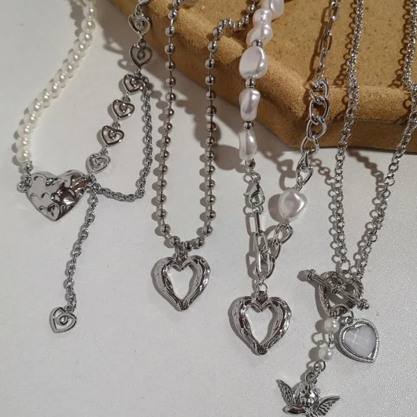 Necklaces & Chokers*Boogzel Clothing Pearl Asymmetric Heart Necklace