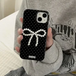 Iphone Cases*Boogzel Clothing Pearl Bow Polka Dot IPhone Case Black/white