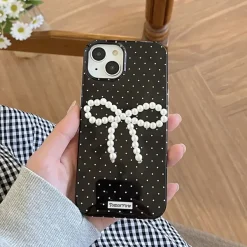 Iphone Cases*Boogzel Clothing Pearl Bow Polka Dot IPhone Case Black/white