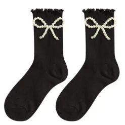 Socks*Boogzel Clothing Pearl Bow Socks