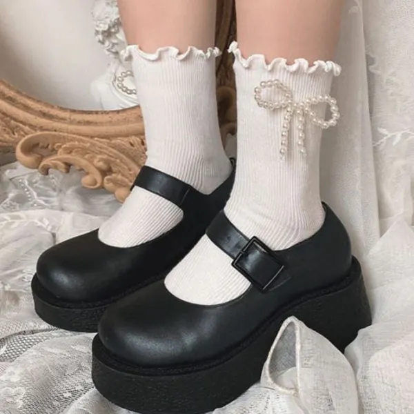 Socks*Boogzel Clothing Pearl Bow Socks