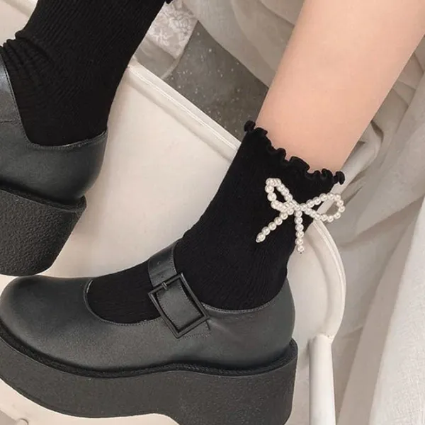 Socks*Boogzel Clothing Pearl Bow Socks
