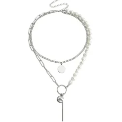 Necklaces & Chokers*Boogzel Clothing Pearl Layered Chain Necklace Silver