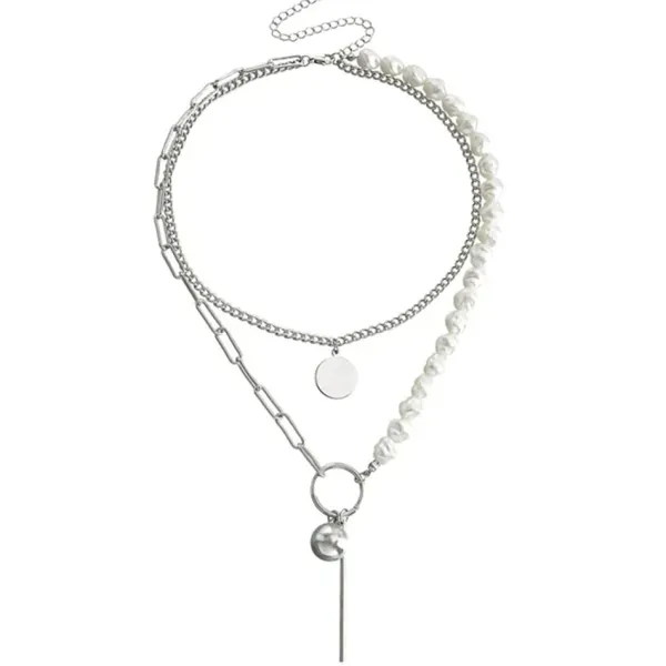Necklaces & Chokers*Boogzel Clothing Pearl Layered Chain Necklace Silver