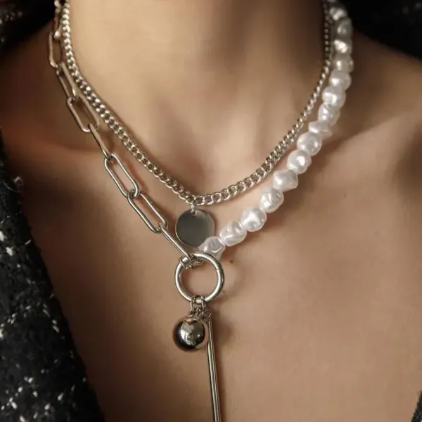 Necklaces & Chokers*Boogzel Clothing Pearl Layered Chain Necklace Silver