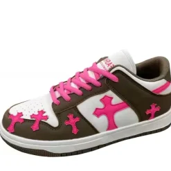 Aesthetic Sneakers*Boogzel Clothing Pink & Brown Cross Sneakers Pink/brown
