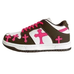 Aesthetic Sneakers*Boogzel Clothing Pink & Brown Cross Sneakers Pink/brown