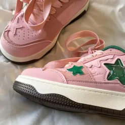 Aesthetic Sneakers*Boogzel Clothing Pink & Green Aesthetic Star Sneakers Pink/green