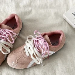 Aesthetic Sneakers*Boogzel Clothing Bow Embroidery Sneakers Pink