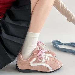 Aesthetic Sneakers*Boogzel Clothing Bow Embroidery Sneakers Pink